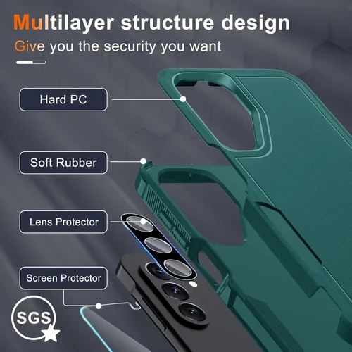Vista 3 de Funda para Samsung Galaxy A26, de Cuerpo Completo Resistente de Servicio Pesado a Prueba de Golpes Funda Protectora para Teléfono con Correa