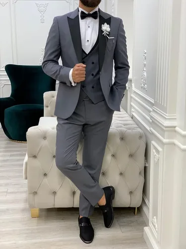 Vista 5 de Wangyue 3 Piece Slim Fit Tuxedo for Men Wedding White Suit Men