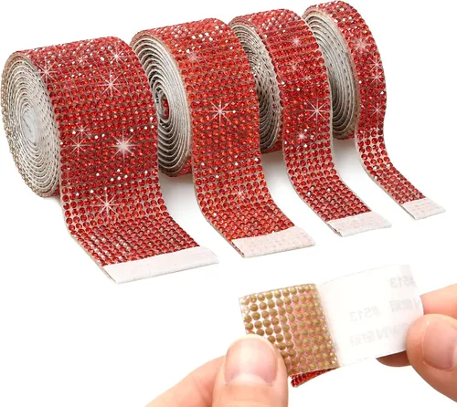 Vista 12 de 4 rollos de calcomanías autoadhesivas de diamantes de imitación de color negro, con diamantes de imitación de 0.079 pulgadas (0.079 in)