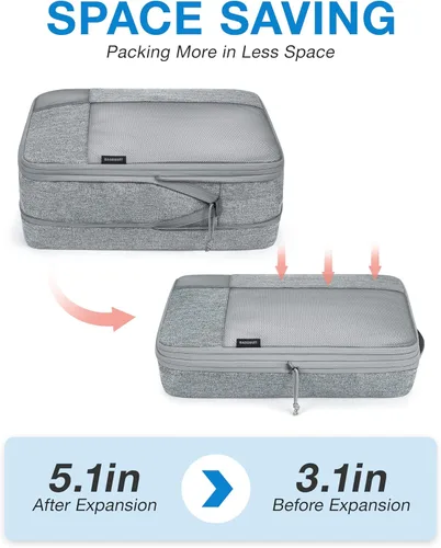Vista 11 de BAGSMART Juego de 6 cubos de embalaje de compresión para maletas, cubos de viaje de compresión y organizador de maletas para empacar con bolsa