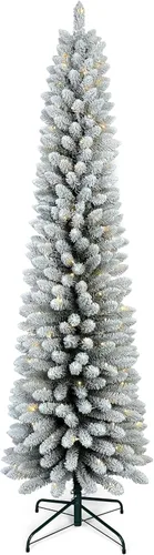 Vista 9 de Árbol de Navidad artificial preiluminado de 5 pies, color verde, para espacios pequeños, hogar, oficina, decoración de vacaciones Lápiz