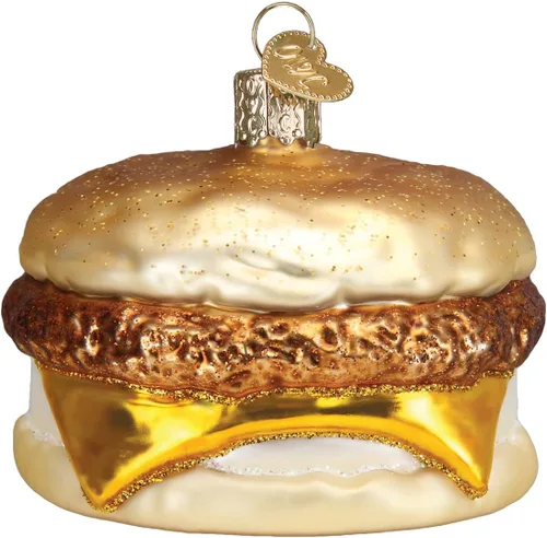 Vista 3 de Old World Christmas Adorno de vidrio soplado de sándwich de desayuno para árbol de Navidad, decoración navideña hecha a mano, comida - colección