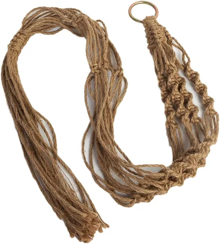 Vista 5 de Vpang - 2 piezas de macramé para colgar en la pared, soporte para macetas de doble nivel, cuerda de yute para decoración interior y exterior, 55