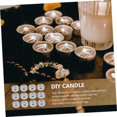 Vista 5 de EXCEART Juego de 100 velas de aluminio para decoración de velas, contenedor de caja de aperitivos, kits de adornos caseros, estuche de mecha