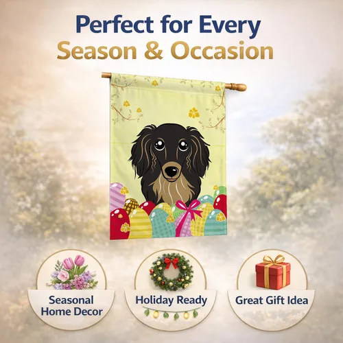 Vista 502 de Caroline's Treasures BB1923GF Bandera decorativa para jardín con diseño de Border Collie, para caza de huevos de Pascua, para jardín, jardín, patio