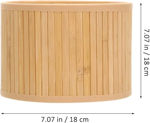 Vista 2 de Beaupretty Pantalla de lámpara de bambú - Cubierta de enchufe de luz E14/E27 - Reemplazo para lámparas de mesa y mesita de noche
