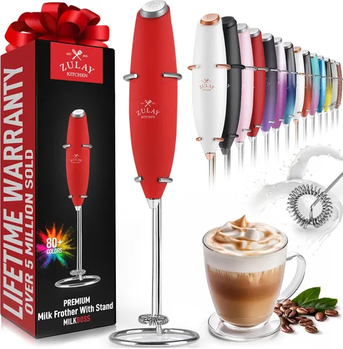 Vista 285 de Zulay Milk Boss Espumador de leche potente manual, hace espuma para latte, batidor para mezclar bebidas, café, miniespumador para capuchino, frappé