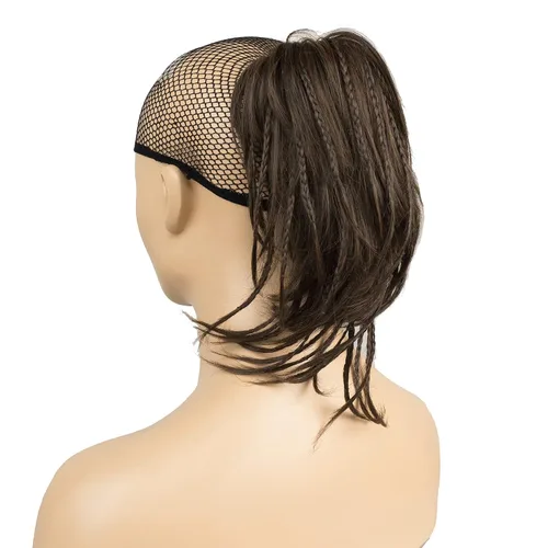 Vista 12 de IMISSU Extensiones de cabello hechas a mano con clip de cola de caballo trenzada, extensiones de cabello de cola de caballo (cobre ceniza)