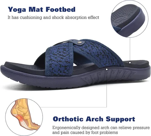 Vista 3 de ONCAI Sandalias cruzadas para hombre, soporte de arco, sandalias deportivas con plantilla ortopédica para fascitis plantar