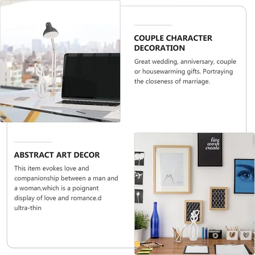 Vista 7 de HOMSFOU Figura de decoración para el hogar, personajes, figura de beso, estilo de escritorio, adorno de aniversario, decoración de mesa, estante