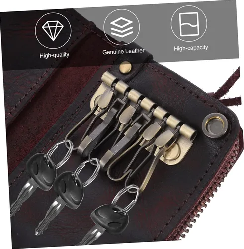 Vista 5 de ERINGOGO 2 pcs key case zip wallet wallets for men leather zip lock organizer Zipper Car Key Bag car case key
