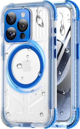 Vista 12 de Funda impermeable para iPhone 15 con Magsafe, protector de pantalla, cordón, IP68 militar de cuerpo completo a prueba de golpes, para deportes