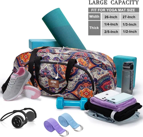 Vista 2 de AROME Bolsa para esterilla de yoga para mujeres y hombres, bolsa de yoga grande de lona para 1/4 pulgadas, 1/3 pulgadas, 2/5 pulgadas, 1/2 pulgadas