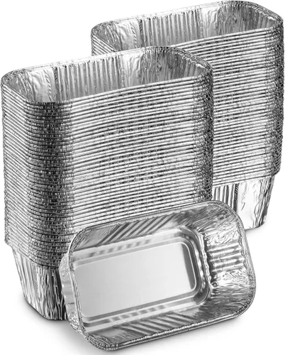 Vista 9 de MontoPack Sartenes desechables de aluminio para pan Tamaño estándar profundo de 15.2 x 8.9 cm, recipientes de papel de aluminio extra grueso