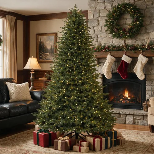 Vista 8 de Hykolity Árbol de Navidad preiluminado prémium de 7.5 pies con 1,050 LED Verde Multicolor