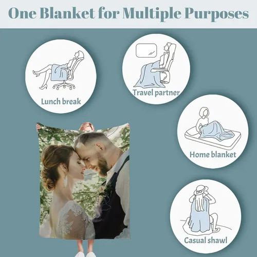 Vista 3 de Manta personalizada con diseño fotográfico de tu texto, mantas personalizadas, regalos personalizados (1 foto, 40 x 30 pulgadas)
