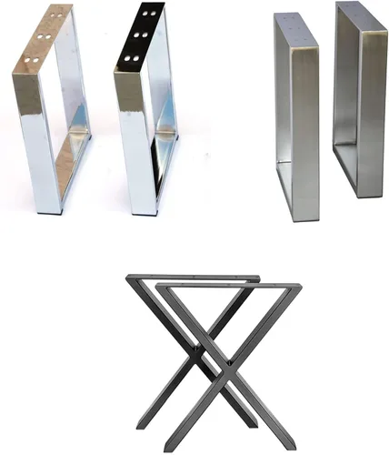 Vista 7 de Juego de 2 patas rectangulares de acero inoxidable de 16 pulgadas, patas de mesa de centro de metal resistente, patas de mesa de café, patas de mesa
