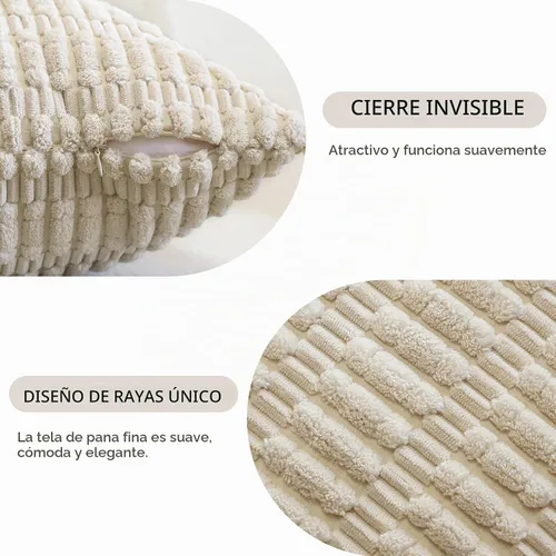 Vista 2 de OTOSTAR - Paquete de 2 fundas de almohada decorativas de pana suave de 18 x 18 pulgadas, funda de cojín a rayas estilo bohemio para sofá, cama, sala