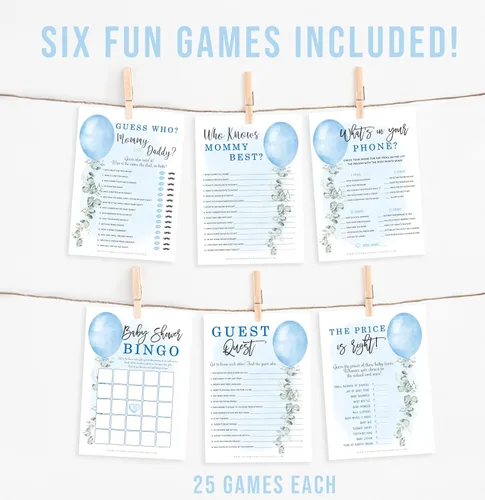 Vista 5 de Your Main Event Prints Juegos de baby shower para niños (juego de 6 actividades divertidas para 25 invitados), juegos de baby shower con temática