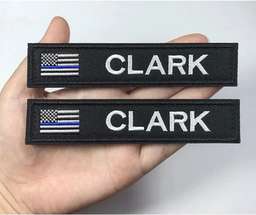Vista 4 de Parches personalizados con nombre, 2 piezas de parche con nombre militar personalizado, bordado de bandera de Estados Unidos, etiqueta táctica