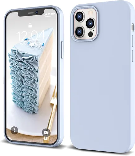 Vista 23 de IceSword Funda para iPhone 12 Pro Max, de silicona líquida delgada protectora a prueba de golpes, forro de microfibra antiarañazos, color azul
