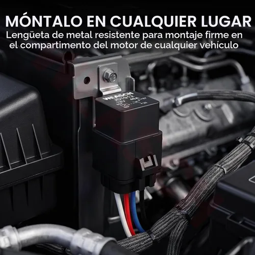 Vista 4 de Kit de Relé Impermeable, 12V 40A, 4 Pines SPST, Cables de Cobre Estañado de Servicio Pesado 14 AWG, Conjunto de Relé Automotriz y Arnés