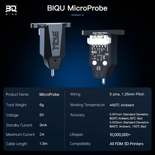 Vista 2 de Sensor de nivelación de cama automática BIQU MicroProbe V2.0, para impresora 3D Ender 3/Ender 3 V2/Ender 3 Pro/Ender 3 Max/Voron/H2 Extruder BIQU B1