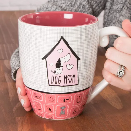 Vista 3 de Pavilion Gift Company Dog Mom - Taza de café, taza de té, 20 onzas, rosa
