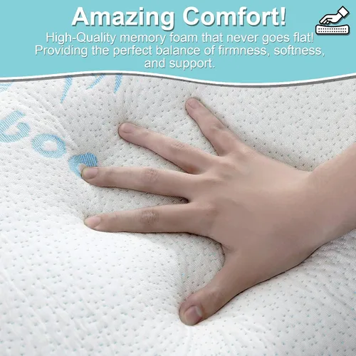 Vista 8 de Paquete de 2 almohadas de rayón fresco de bambú, tamaño Queen (20 x 30 pulgadas) para dormir, suave espuma viscoelástica ajustable, lavable