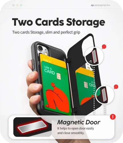 Vista 3 de GOOSPERY Funda para iPhone 12 Mini Wallet con tarjetero y funda protectora de doble capa para teléfono - Negro