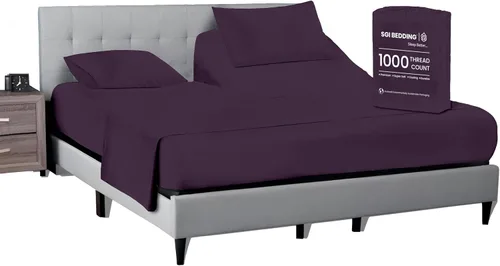 Vista 12 de SGI bedding Sábana Queen de 28" con Parte Superior Dividida Flex Head, 100% Algodón Egipcio, Cuenta de Hilos 1000, Sábana Superior Flex para Cama