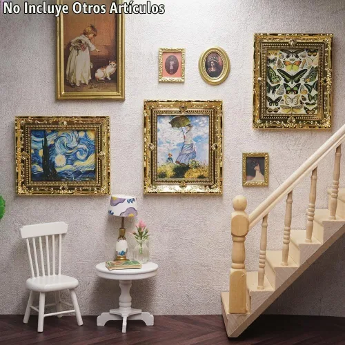 Vista 7 de Odoria Arte de pared de casa de muñecas en miniatura: cuadro enmarcado a
