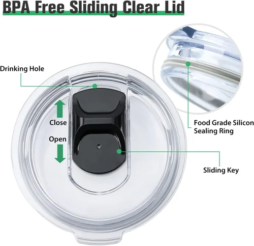 Vista 6 de DUIERA - Tazas de café de viaje de 12 onzas, tazas de agua aisladas portátiles con tapa y asa, taza de café de acero inoxidable, para café helado