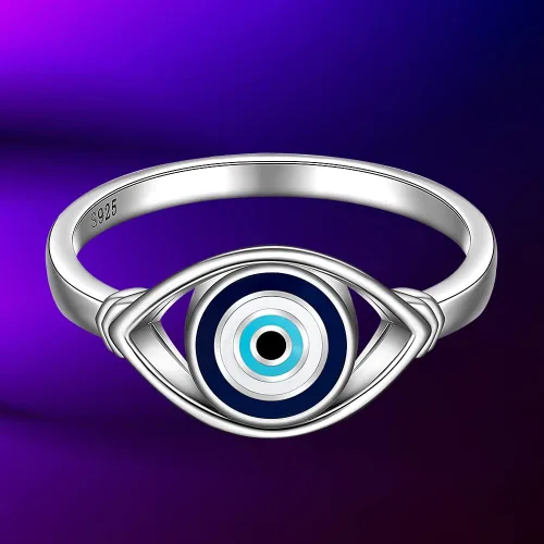 Vista 4 de Fenthring Anillo contra el mal de ojo para mujer, joyería de protección Evil Eye-101-plata esterlina