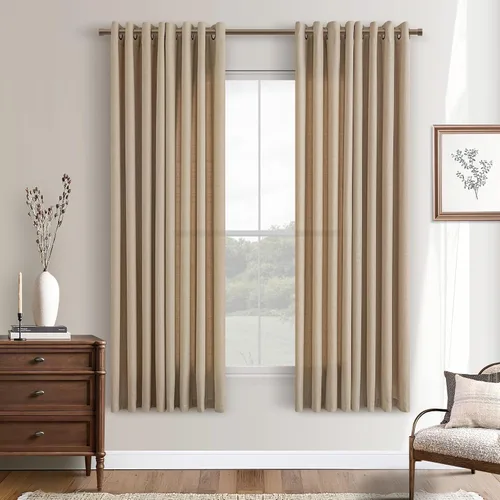 Vista 75 de Cortinas de avena con ojales DUKIYO de 96 pulgadas de largo para sala de estar, comedor, juego de 2 paneles, cortinas de arena y beige