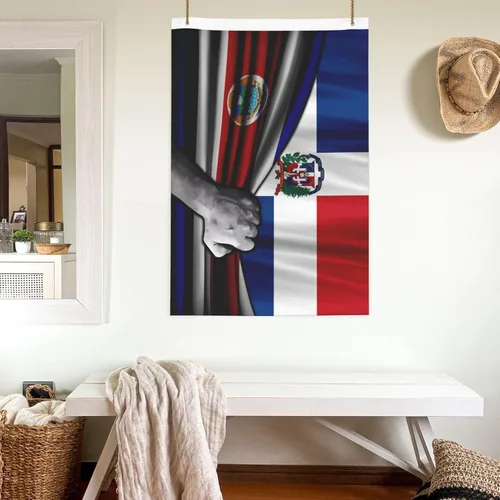 Vista 7 de Bandera de Costa Rica y República Dominicana de 2 x 3 pies, bandera para exteriores, bandera de doble cara, bandera de jardín, bandera de bienvenida