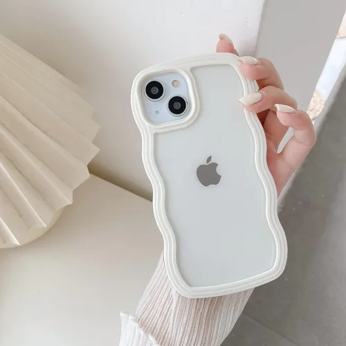 Vista 8 de QLTYPRI Funda compatible con iPhone 7/8/SE, bonita funda transparente con marco ondulado rizado para niñas y mujeres, funda protectora de TPU