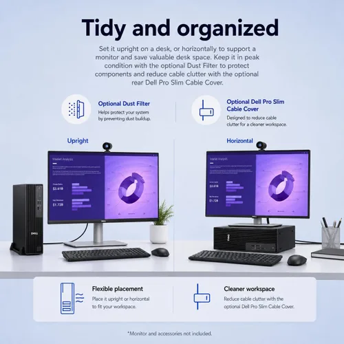 Vista 7 de Dell Pro Slim Plus QBS1250 AI PC (Next Gen OptiPlex 7020 Plus SFF), Intel 20-Core Ultra 7 265, Business Desktop, IST Computer Customized