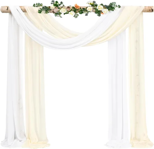Vista 28 de Tela para Cubrir Arco de Boda, 4 Paneles 71 cm x 6,1 m Telas para Arco de Boda Azul Bebé para Ceremonia, Telas de Gasa para Decoración de Arco