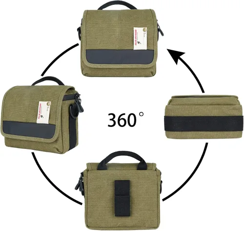 Vista 5 de Besnfoto Bolsa de cámara pequeña sin espejo, bolsa de hombro para cámara impermeable, bonita bolsa de mensajero compacta para mujeres y hombres