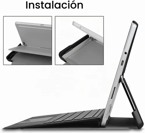 Vista 6 de Gylint Funda para Microsoft Surface Pro 8, de poliéster, de múltiples ángulos, delgada, ligera, para tableta Microsoft Surface Pro 8 de 13" Negro