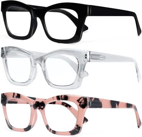 Vista 12 de CCVOO Lentes de lectura elegantes para mujer, anteojos elegantes, lectores de luz azul, tramposos