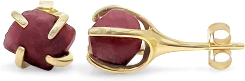 Vista 19 de Aretes de piedra preciosa natural en bruto con oro amarillo sobre plata de ley 925, 6 a 0.276 in, regalo de piedra de nacimiento de calidad genuina