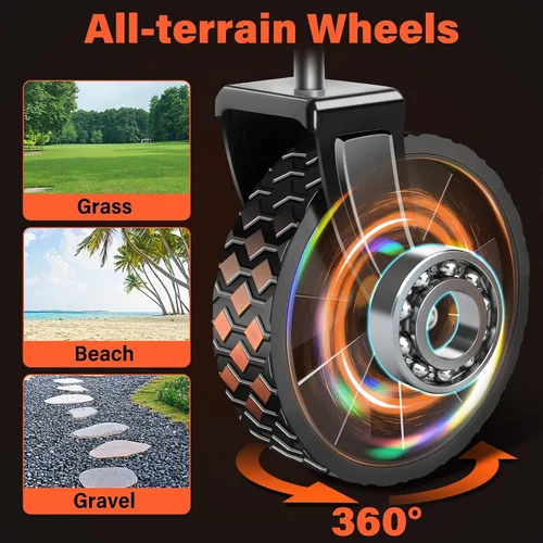 Vista 6 de Carritos con ruedas plegables colapsables: vagón de compras plegable de 360LBS portátil de alta resistencia para compras y camping - Vagón