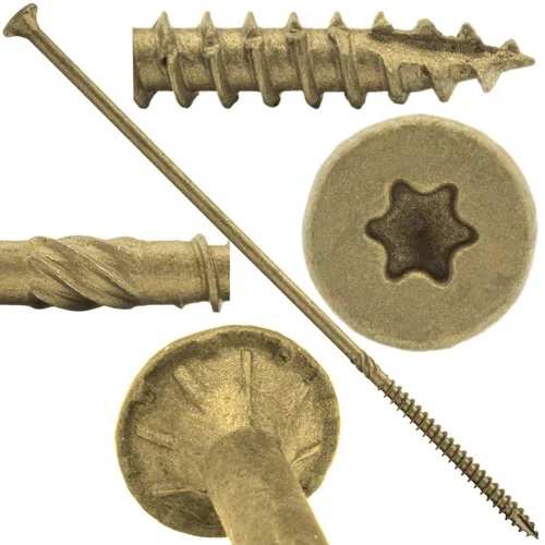Vista 18 de Tornillo Torx/Star de madera de estrella dorada extra largo de 14 x 5 pulgadas (1 libra – 30 aprox. de tornillo) – Tornillos de madera multiusos