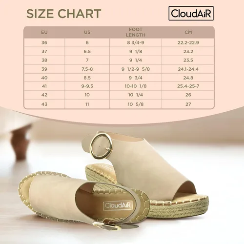 Vista 6 de CLOUDAIR Selina - Sandalias de cuña para mujer, cómodas y elegantes sandalias de plataforma con cierre de hebilla, cómodos tacones de cuña