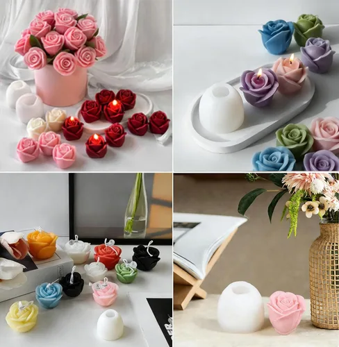 Vista 7 de 2 moldes de silicona con diseño de flores para velas, molde de decoración de pastel de chocolate con flores 3D, cera de jabón, resina epoxi