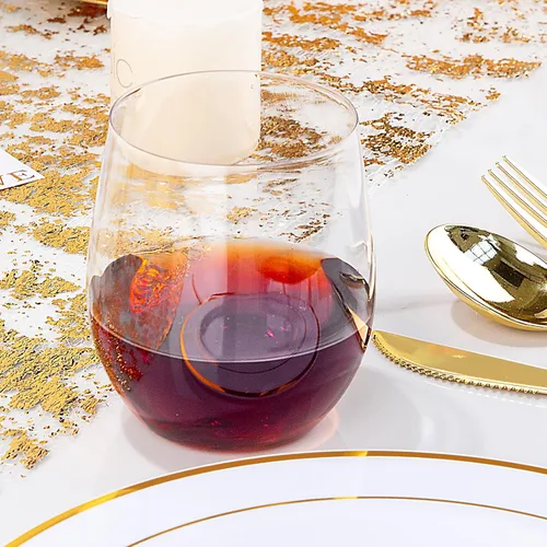 Vista 6 de SUT Copas de vino desechables sin tallo, copas de vino irrompibles de 12 onzas, inastillables, reciclables, copas de vino de plástico resistentes