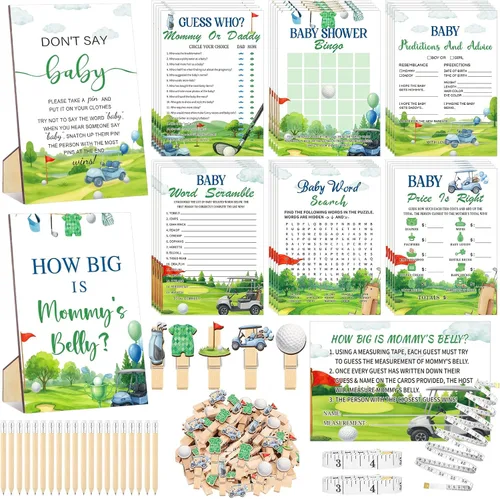Vista 9 de Funnymoom Set de 426 piezas de juegos de baby shower de Halloween, 8 juegos, incluye bingo de baby shower, el precio correcto, adivina quién