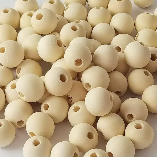 Vista 11 de 600 cuentas de madera natural de 0.472 in, cuentas de madera redondas sin terminar para manualidades, guirnaldas, decoración de vacaciones, joyería